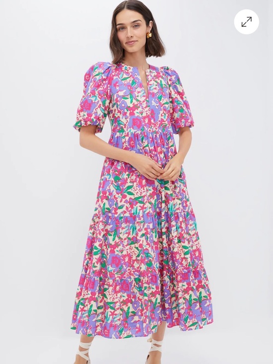 Hyacinth House Dresses & Skirts - Floral Puff-Sleeve Maxi Dress in Pink & Purple